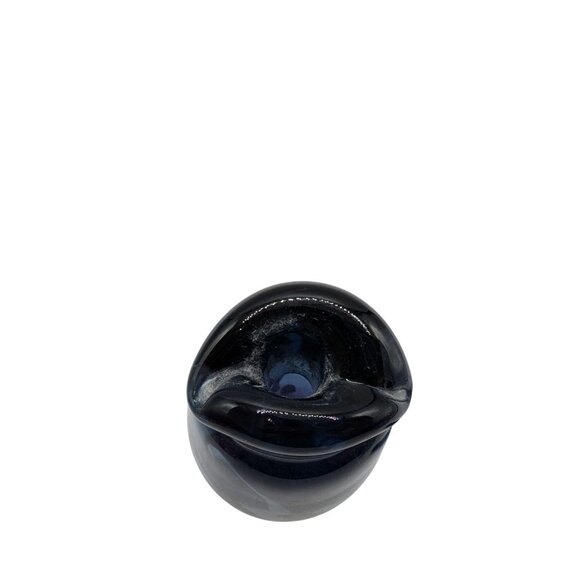 Handblown Glass Perfume Bottle Blue Abstract Design Signed 1990 - Picture 10 of 10